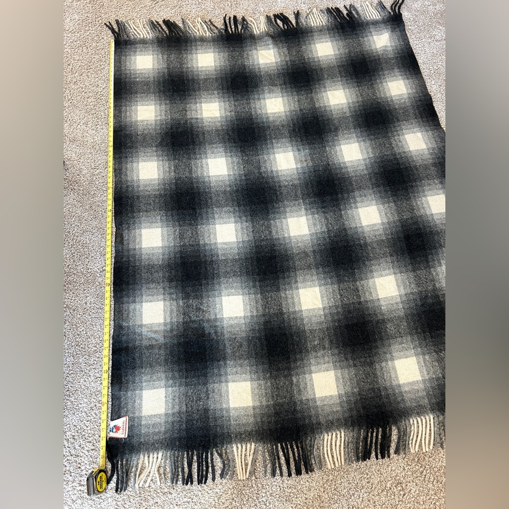 Thermotex Thermoplaid Fiap Tome Plaid Vintage Wool Blanket with Tassels. 56x70 - Picture 8 of 9